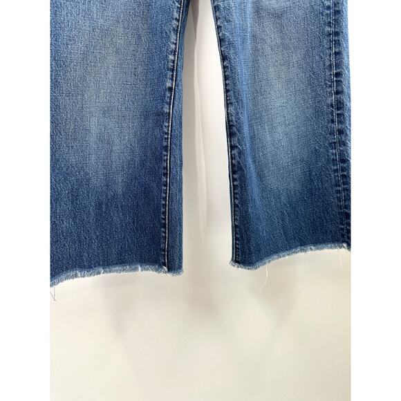 Helmut Lang Medium Wash Raw Hem Wide Leg Cropped Jean Size 27 - Picture 3 of 8